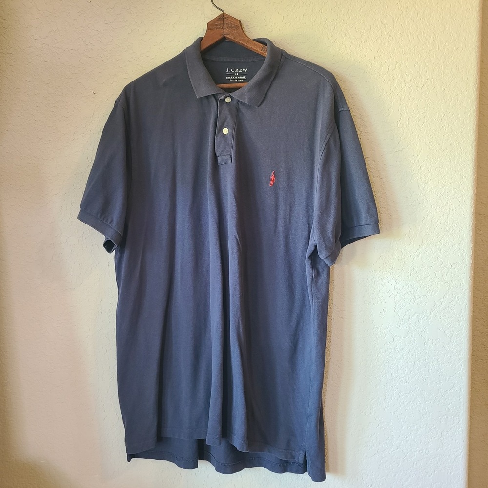 J.Crew Polo Shirt Mens XXL Orange Oarsman‎ Logo Embroidered Navy Polo